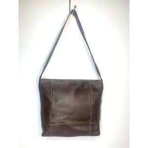 The Sak Brown Iris Pebbled Leather Shoulder Bag Blue Lining